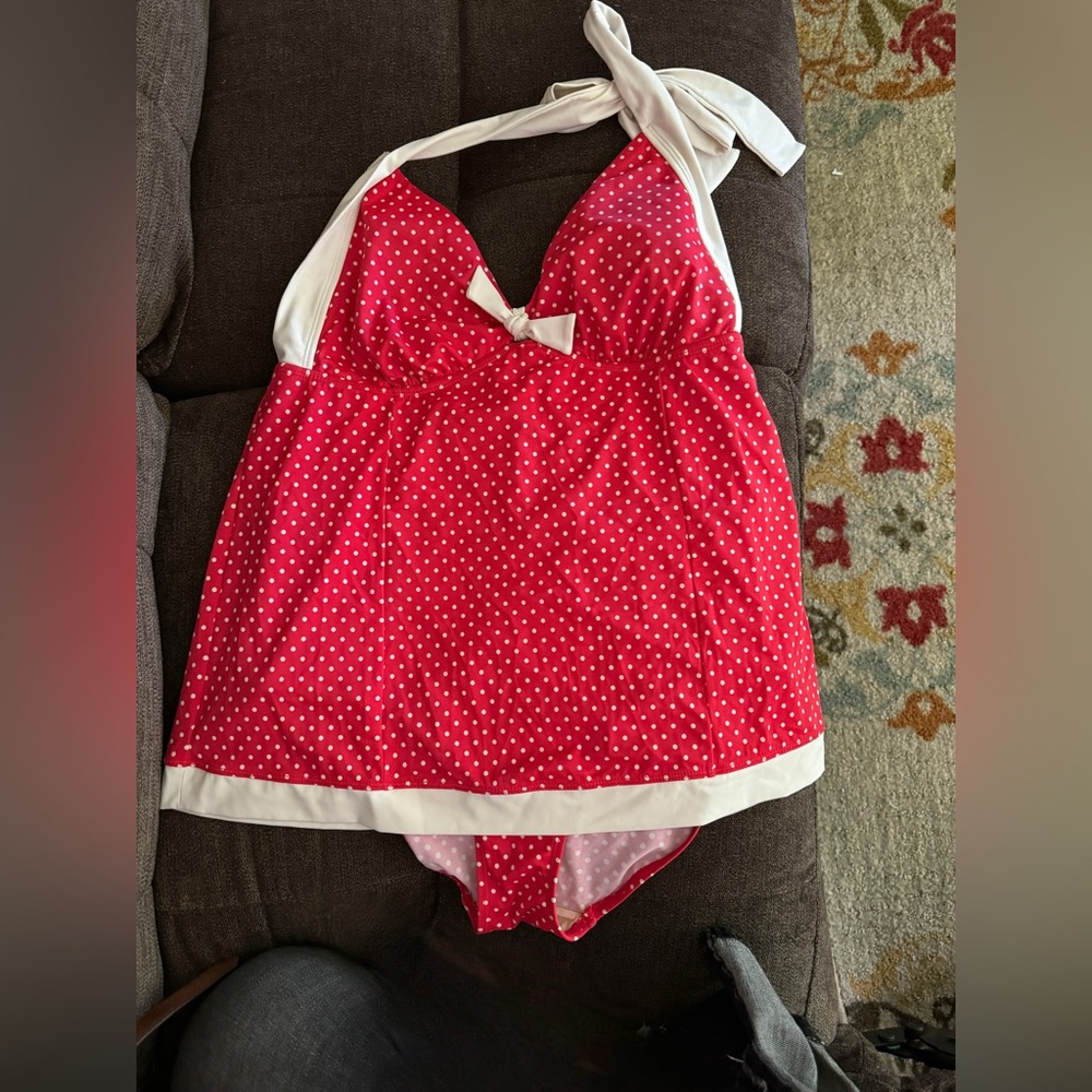 Swim dress - RED 14 Retro Boho